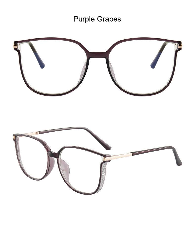 Luxury Oversized Cat-Eye Shaped Presbyopia Eye+glasses Frame 0 to +60 Glitter Side Womens Eyeglasses PC Screen Anti Blue Light Glasses