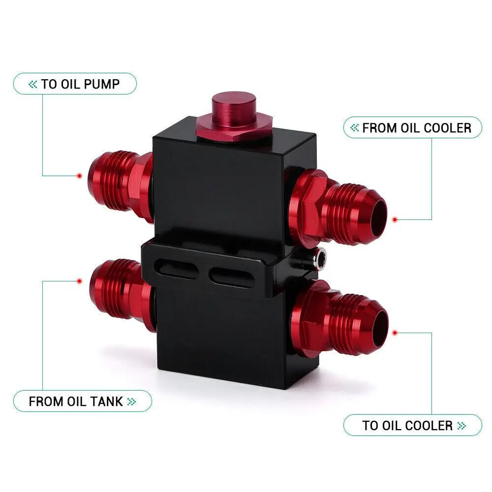 AN10 Billet Oil Filter Sandwich Plate Adaptor With In- Line Oil Thermostat Sandwich With Thermostat AN10 Fitting Adapter