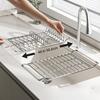 Cesta de Drenaje Ajustable Escurridor de Vajilla de Acero Inoxidable para Fregadero Estante para Vajilla de Mesa Cocina Escurridor de Fruta Expandible Lavabo para Lavar Verduras Escurridor de Platos