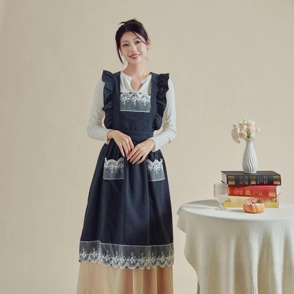 

Винтажный фартук в дворцовом стиле для женщин, кружевной узор, без рукавов, садовый фартук, новая рабочая одежда серый