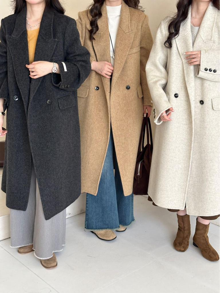 Petite Korean Commuter Wool Coat: Autumn & Winter Double-Sided, Straight Shoulder, Hepburn Style for Women