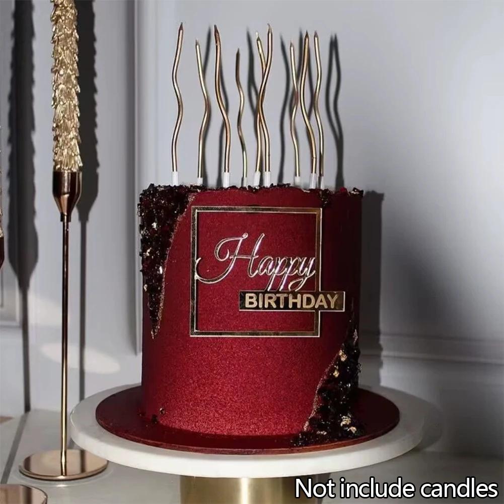 Nová dětská narozeninová party boční vlaječka na dort pro miminko Dárek Zlatý akrylátový Happy Birthday Dortové ozdoby Dortové ozdoby Potřeby na pečení