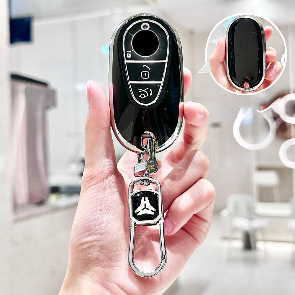 Smart Remote Car Key Case Cover Fob Bag For Mercedes Benz Eqs Eqe Class W206 W214 W223 C236 C E S Cle Glc Keyless Protector