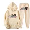 Mens Hooded Streetwear Tracksuit Set - Black Red Tiger Print Long Sleeve Top Jogger Pants Thick Casual Outfit
