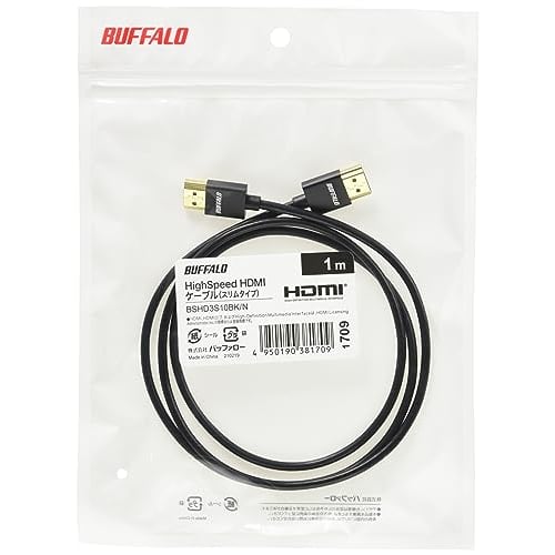 Cablu HDMI Subțire Buffalo 1m compatibil ARC compatibil 4K x 2K [Produs certificat HIGH SPEED cu Ethernet] BSHD3S10BK/N