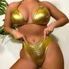 Trendy Tie-Back Solid Color Bikini 2425
