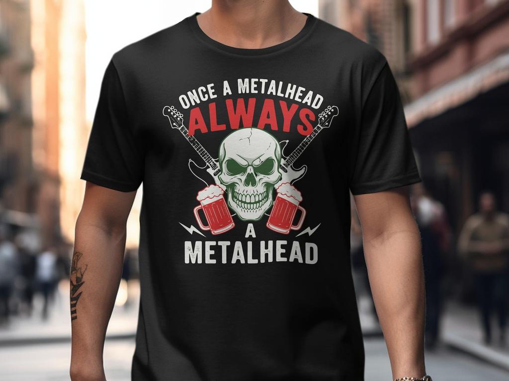 Once A Metalhead Always A Metalhead Shirt, Funny Skull Beer Tee, Heavy Metal Music Gift, Rocker Dad T-Shirt, Grunge Band Top, Concert Gear