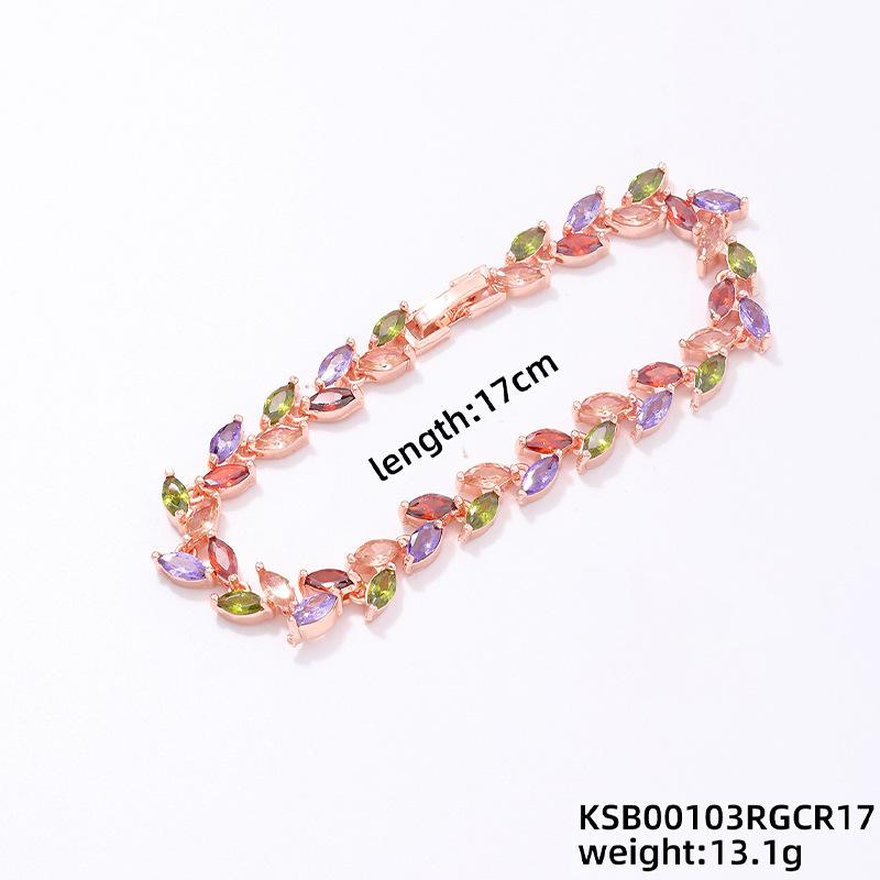Colorful Crystal Willow Leaf Bracelet Women'S Niche Design Bracelet Bracelet Jewelry Zircon