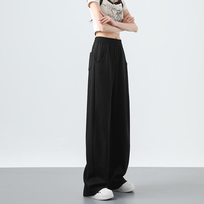 Narrow version scimitar wide-leg pants women's spring and autumn new high-waisted thin and drape sickle banana pants straight mopping pants