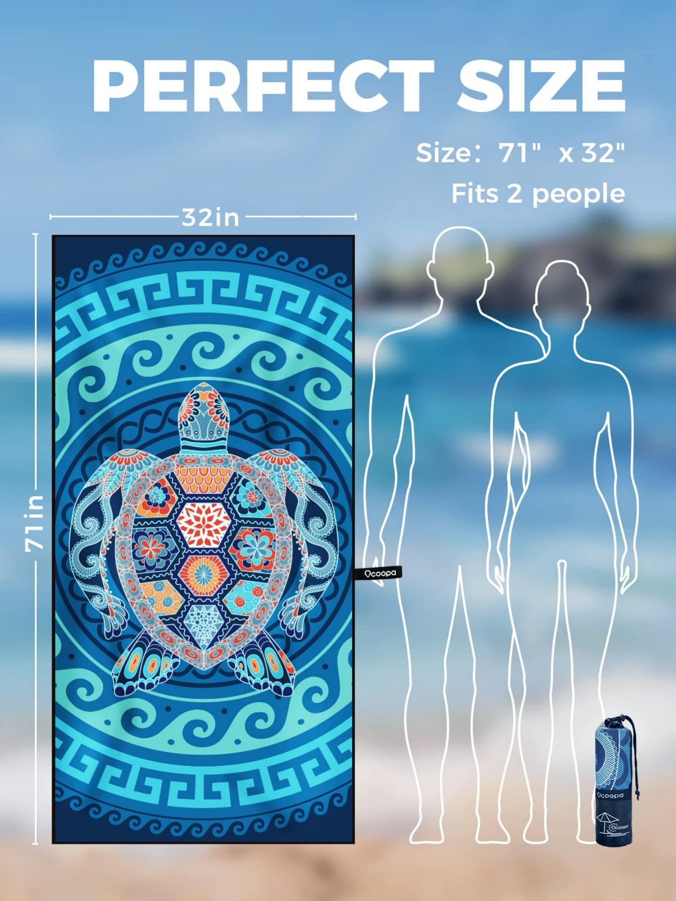 

OCOOPA Beach Towel Microfiber, Extra Large Oversized Travel Towel- Quick Dry, Sand Free, Compact, Lightweight-Beach Accessories W40*H60(CM)