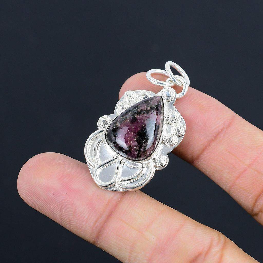 Friendship Day Deal Heart Chakra Rhodonite Stone New Pendant 925 Sterling Silver