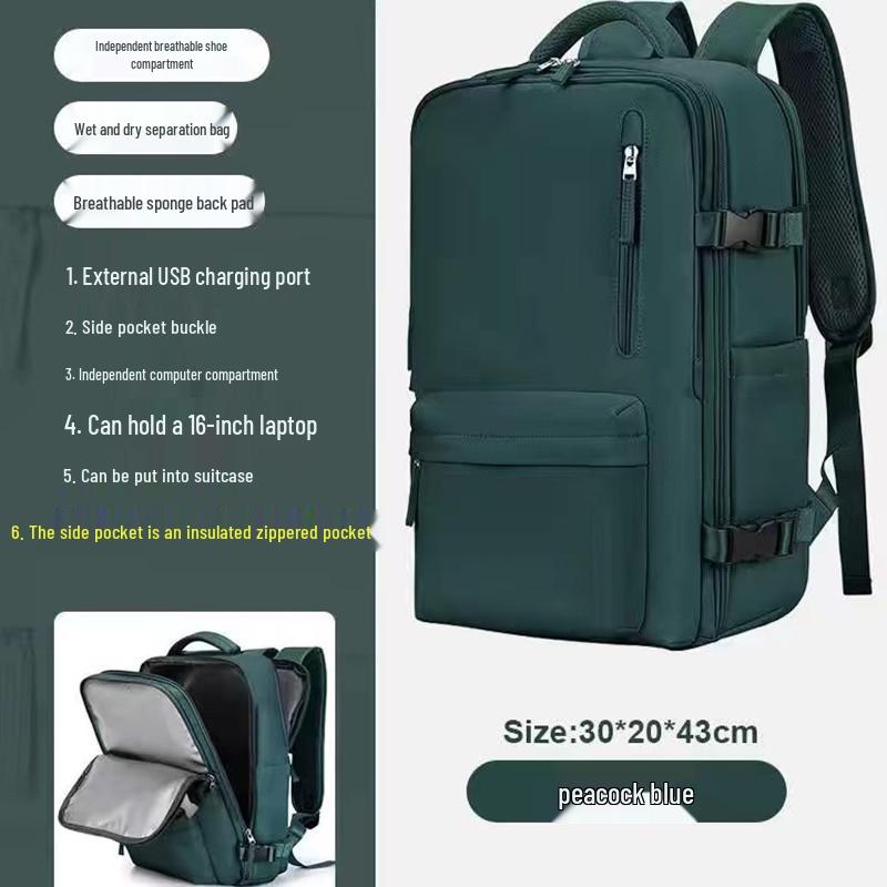 Girls' Extra Large Multifunctional Backpack with Wet/Dry Separation - Nylon, Waterproof, Ideal for Short Trips & School