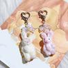 Lovely Rabbit Keychain Bowknot Keyring Bag Charm Keys Holder for Women Couple Gift for Backpack Car Decoration