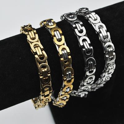 8MM New Flat Clip Titanium Steel Bracelet with Backbone Connection Chain Trendy Men's Necklace Solid Color Chain