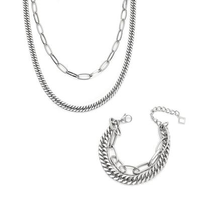 Necklace Men Can Not Lose Color Titanium Steel Jewelry Women's Double -layer Bracelet Sweater Chain Neutral Wind Accessories