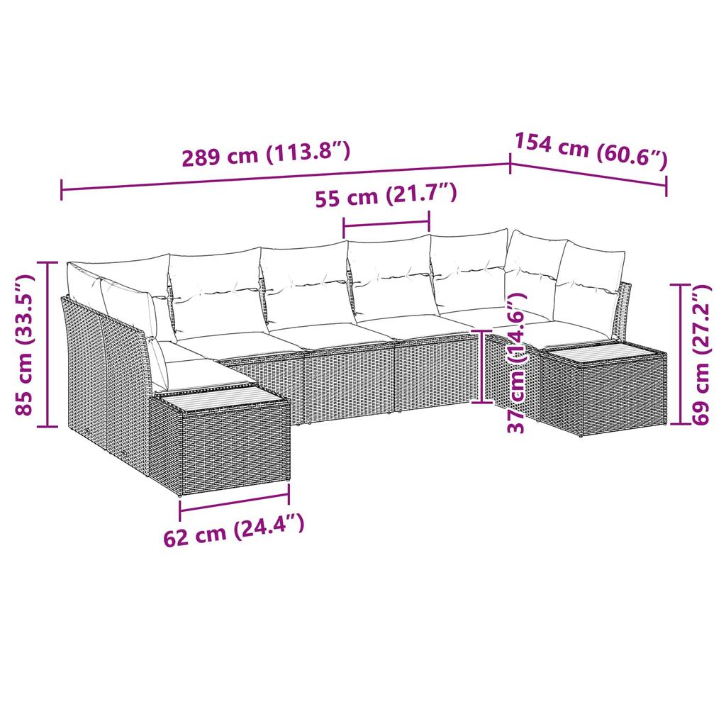 Garden Sofa Set with Cushions and Storage 7 Pcs Black Poly Rattan