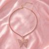 Women Butterfly Necklace, with Full Diamond Pendant Choker, And Alloy Plating Multiple Colors Design, Durable Necklace for Date Party