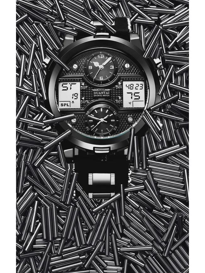 DUANTAI Military Watch: Dual Movement, Dual Display, Luminous, Multi-Function, Waterproof Sports Watch.
