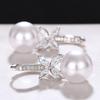 Drop Earrings for Wedding Women Simulated Pearl Pendant Accessories with Bright Zirconia Luxury Graceful Jewelry