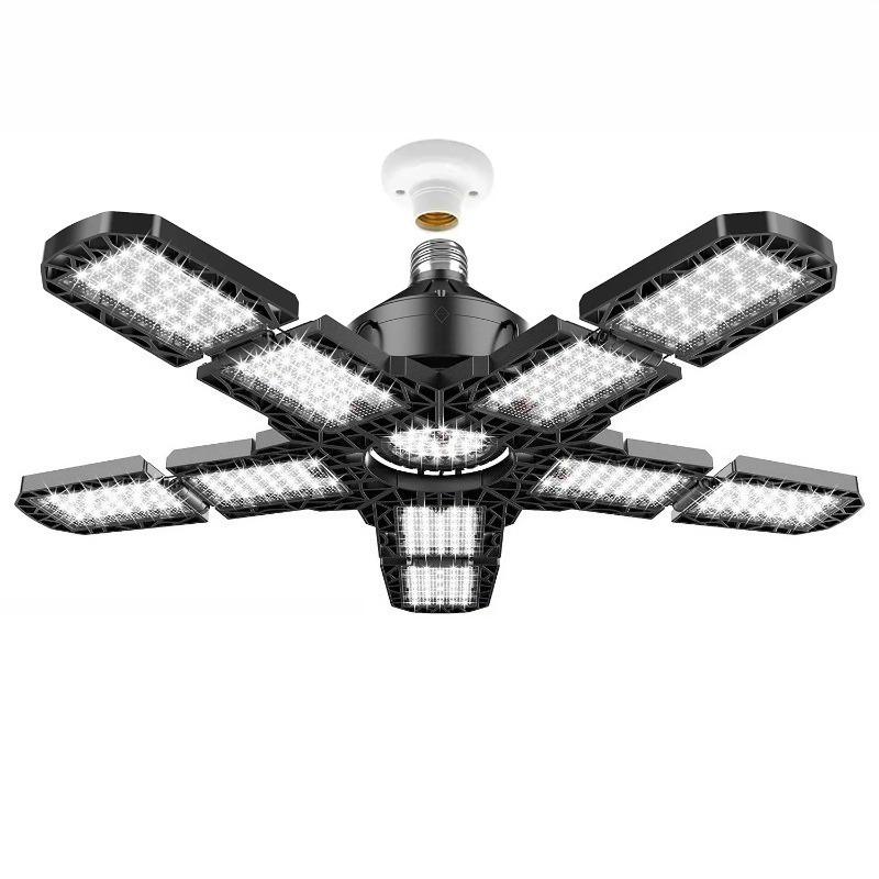 LED Garage Light with 5/8/10 Adjustable Panels Super Bright E27/E26 Ceiling Lighting Work Light for Basement Workshop Warehouse