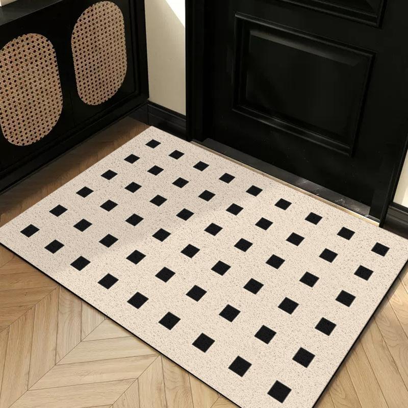 Entry Door Floor Mat Light Luxury Geometric Porch Scraping Mud Rubbing Soil Easy To Take Care Of Foot Pad Door Wear-Resistant Non-Slip Silk Ring Floor