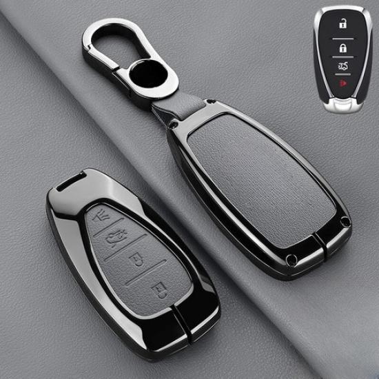 Leather Zinc Alloy Car Key Fob Case Cover For Chevy Malibu Camaro Cruze Traverse
