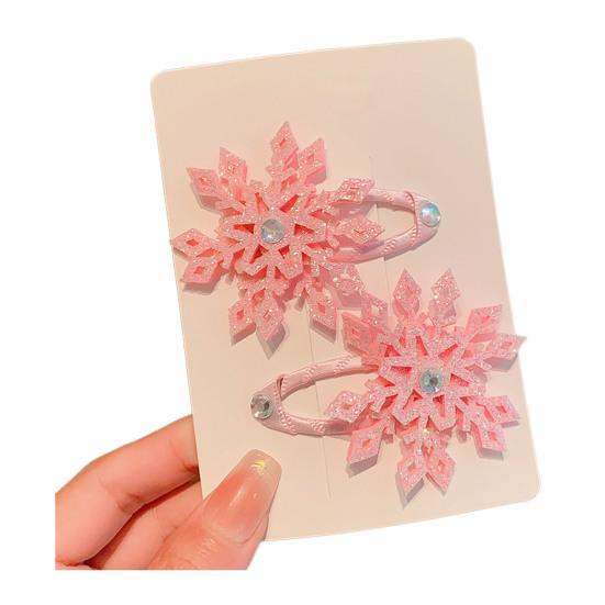 1 Pair Girls Hair Clip Blue White Snowflake Design Christmas Hair Pins Lightweight Hair Styling Tools Hair Accessories