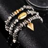 Vintage Irregularity Unique Design CCB Bead Heart-Shaped Pendant Bracelet for Woman Fashion Bracelet Jewelry Holiday Gift