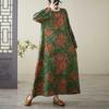 Round-neck Large-sized Long-sleeved Vacation Dress