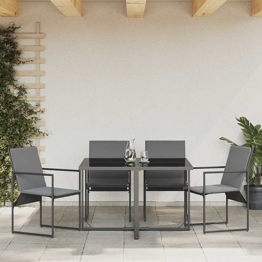 4 Piece Chair Set with Cushions Black and Anthracite Textilene