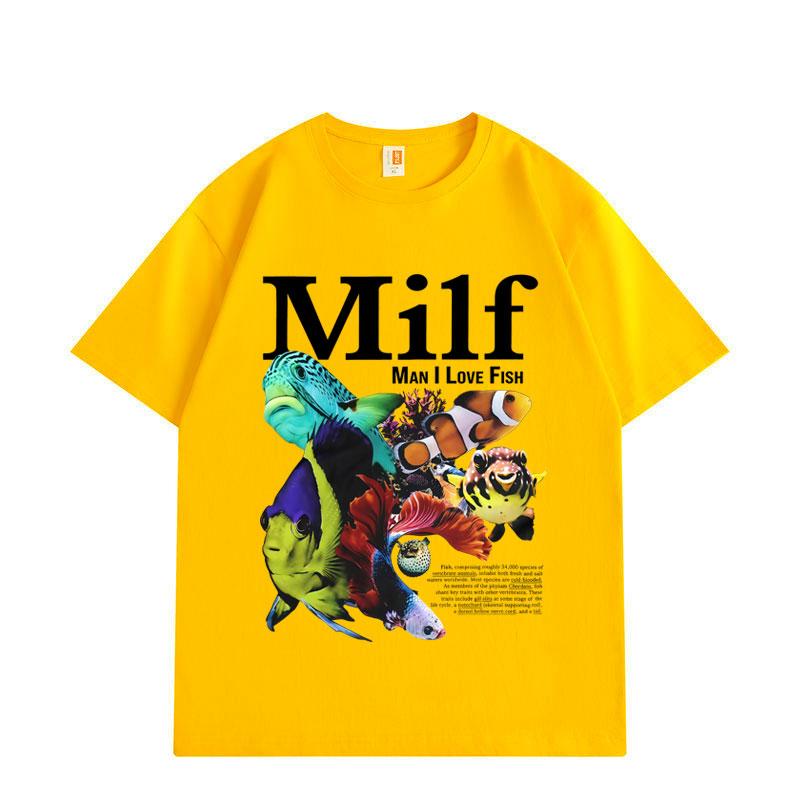Man L Love Fish Funny Ocean Meme Graphic T Shirts Harajuku Y2k Short Sleeve T-shirt Men Women Clothing Oversized T-shirts