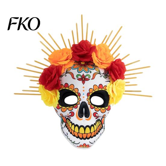 Tag der Toten Maske Mardi Gras Maske, Venezianische Party Zuckerschädel Maskenballmasken für Halloween Cosplay Mexikanische Rose