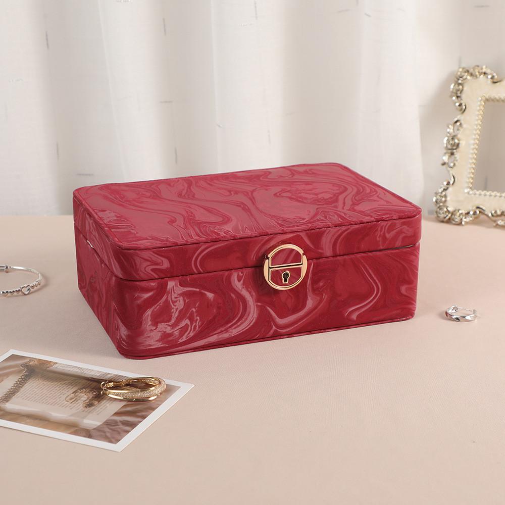 Jewelry Organizer Box With Lock For Necklaces And Rings In Pu Leather For Gift And Travel