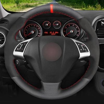 Husa volan auto DIY piele naturala piele intoarsa neagra pentru Fiat Punto Bravo Linea 2007-2019 Qubo Doblo 2008-2015 Grande