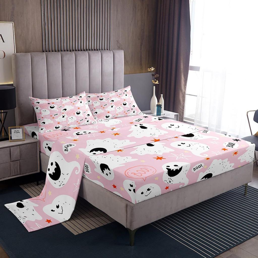 Halloween-Themed Pattern Mattress Four-Piece Bedding Set Bedroom Dormitory Bedding Decoration