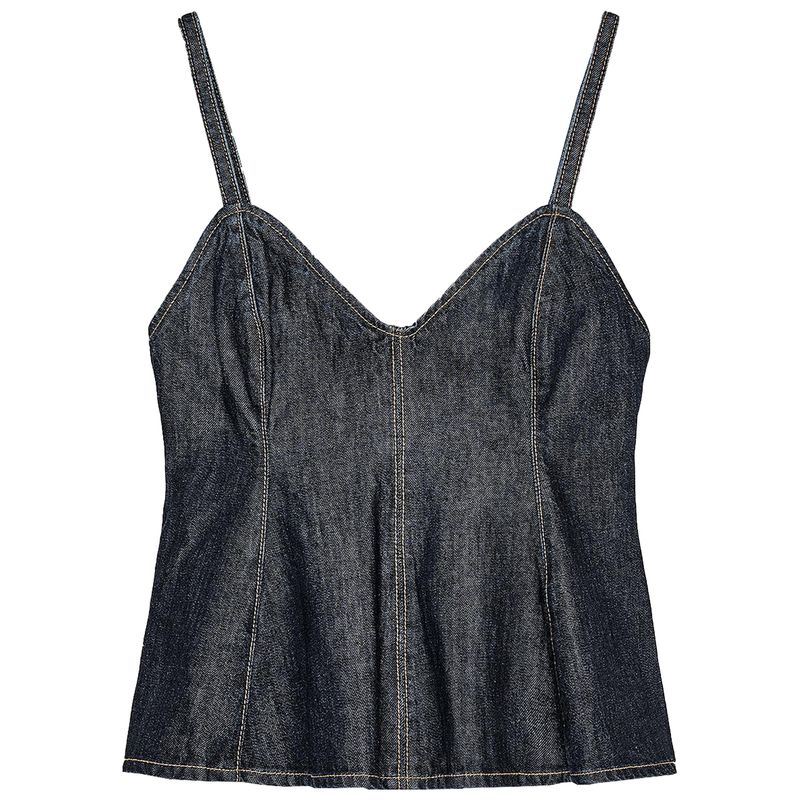 Zaprha2025 New Arrival American Sexy Wavy Style Wide Swing V Neck Camisole Denim Tops Ladies 8197064