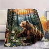 1Pc Brown Bear Print Flannel Blanket, High quality Comfortable for All Seasons, Home Decor, Warmth and Comfort, Perfect for Gifts