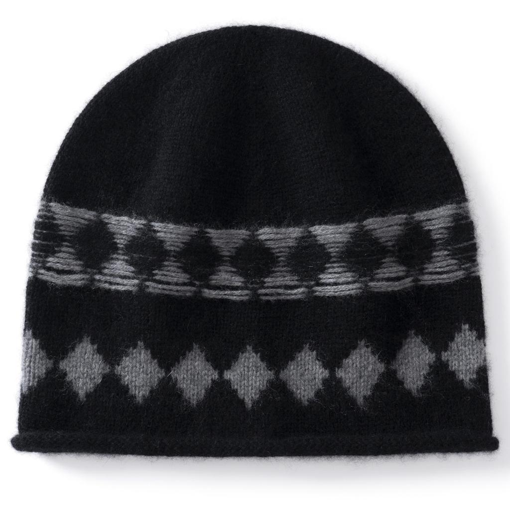 Cashmere hat women's autumn and winter outdoor warm and cold-proof bag head ear protection hat color matching versatile knitted wool hat