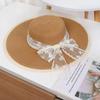 Breathable Wide Brim Straw Hat Elegant Lace Tied Sun Hat Stylish Beach Hat  Girls