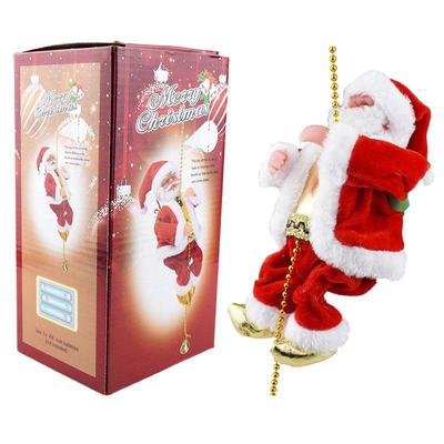 Clásico Papá Noel Trepando Cuerda con Cuentas - Juguete Decoración Navideña