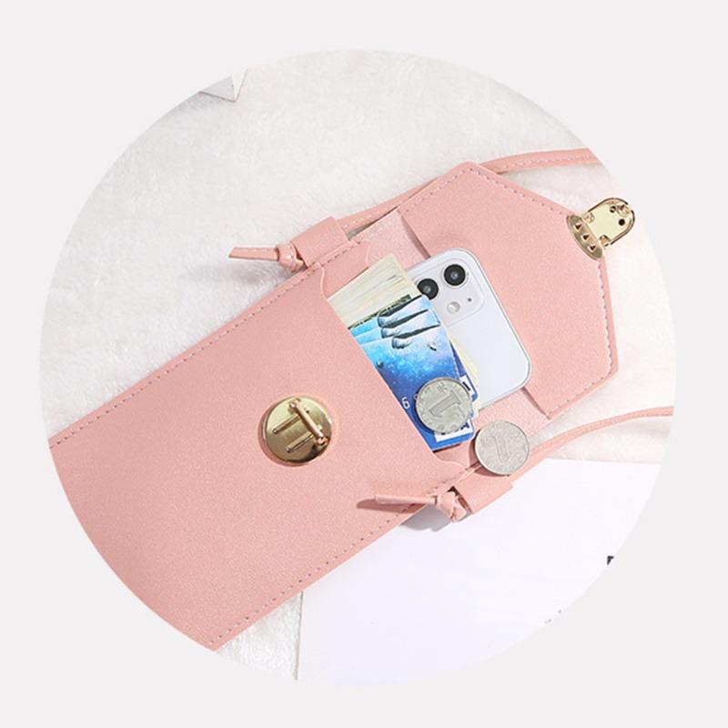 Fashion Touch Screen Women Cell Phone Bag Shoulder Transparent Card Holders Girl Handbag Ladies PU Leather Clutch Wallets Purse