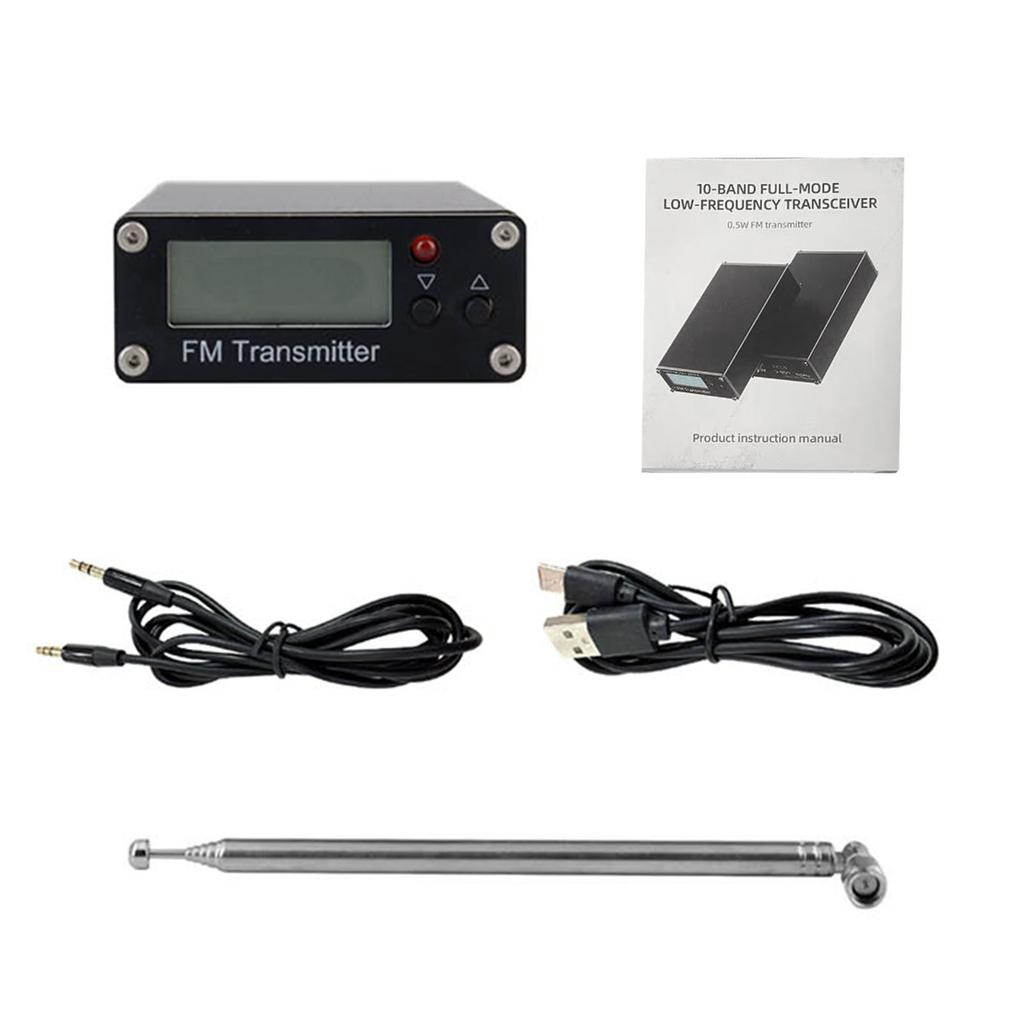 FM Transmitter 0.5W Digital Display Stereo FM Radio Broadcaster 76 108MHz Adjustable Frequency 2000m Range Compact