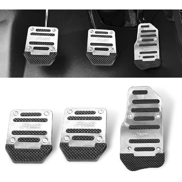 3 PCS Car Pedal Covers, Throttle Brake Clutches Non-Slip Rubber Strip Pedal Cover, Alloy Anti Rust Structure Sport Decorative Pedal Conversion
