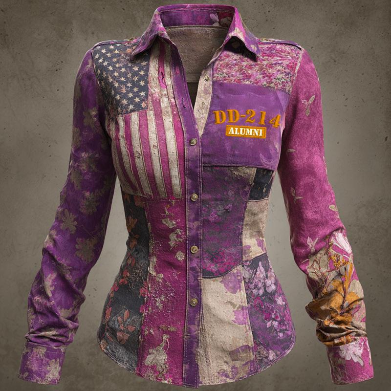 Women's Spring 2026 3D Retro Pattern Print Shirt