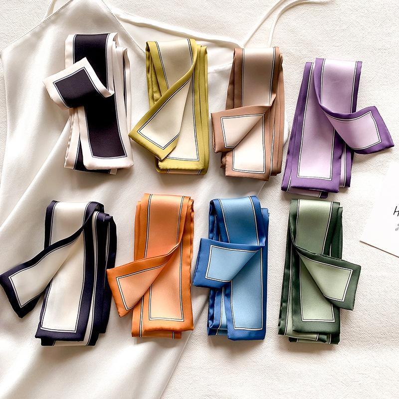 Spring/Summer Pure Colour Ribbon Outdoor Imitation Silk Scarf 6*115cm Decorative Long Headband Women’s Satin Neckerchief