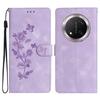 For Honor X9c 5G Case Leather Imprinted Flower Phone Cover Wallet with Wrist Strap