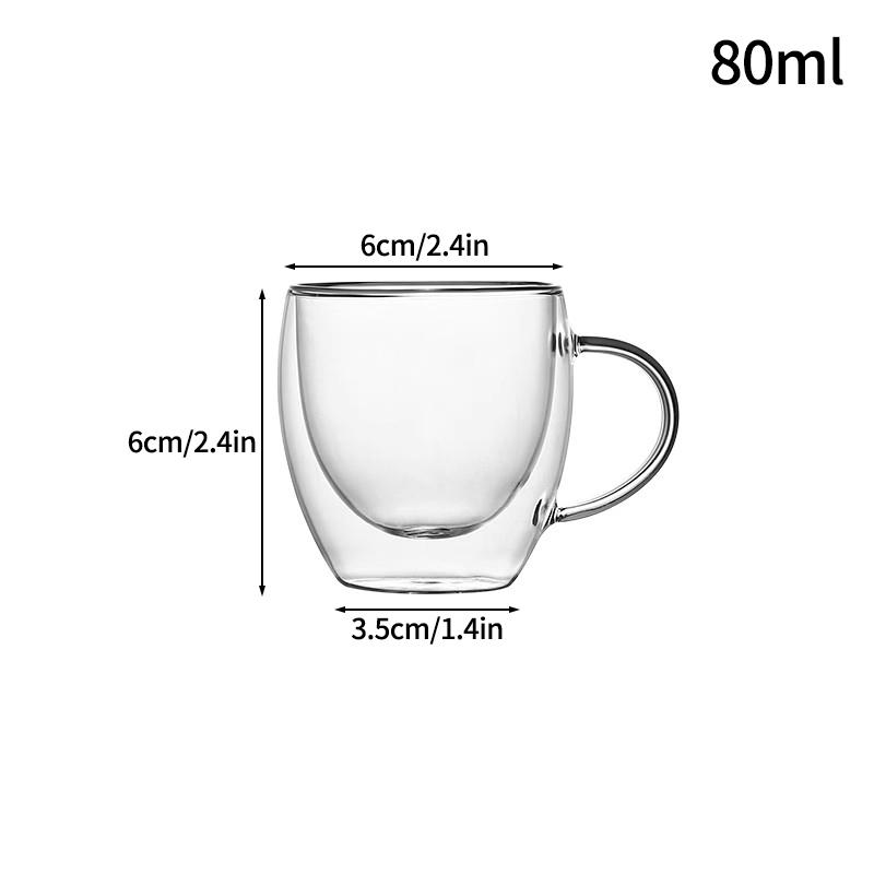 Glass Mug Double Wall Glass Coffee Cup with Handle Milk Water Cup Clear Cups Heat Resistant High Borosilicate Glass Mug