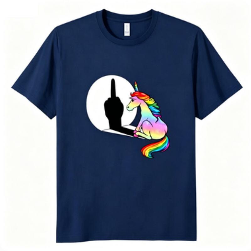 Unicorn Middle Finger T Shirt Unisex Unisexs TShirt Streetwear Tshirts Anime Clothes Four Seasons