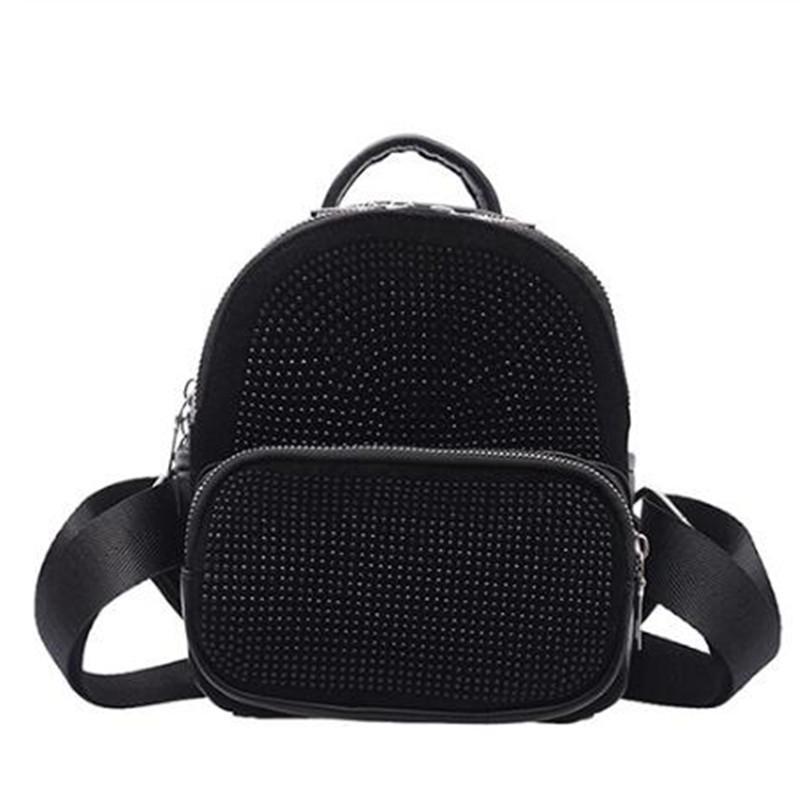Buy Small Leather Backpack Women Crystal Backpack Cute Black Backpack