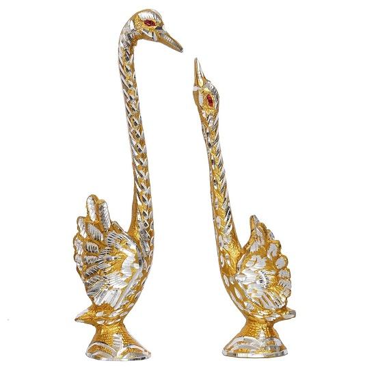 Dancing Cute Swan Couple Statues Decorative Bird Figurines Showpieces